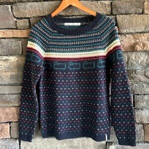 Woolrich Bateau Fairisle Mohair Wool Blend Sweater In Deep Blue Sea
